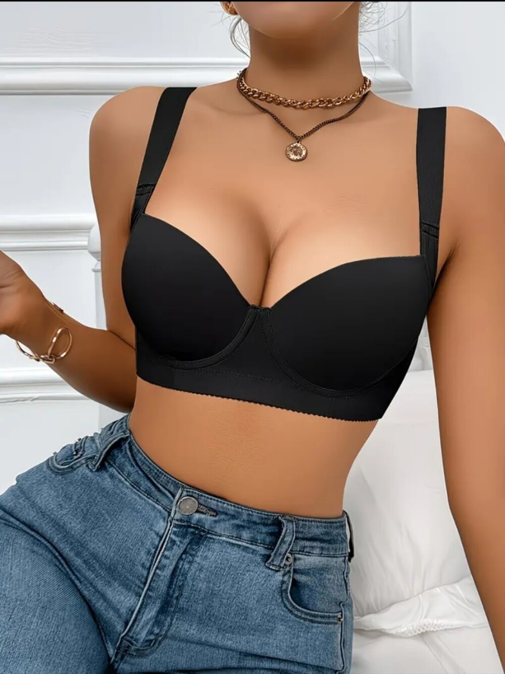 Black Bra with Wide Straps